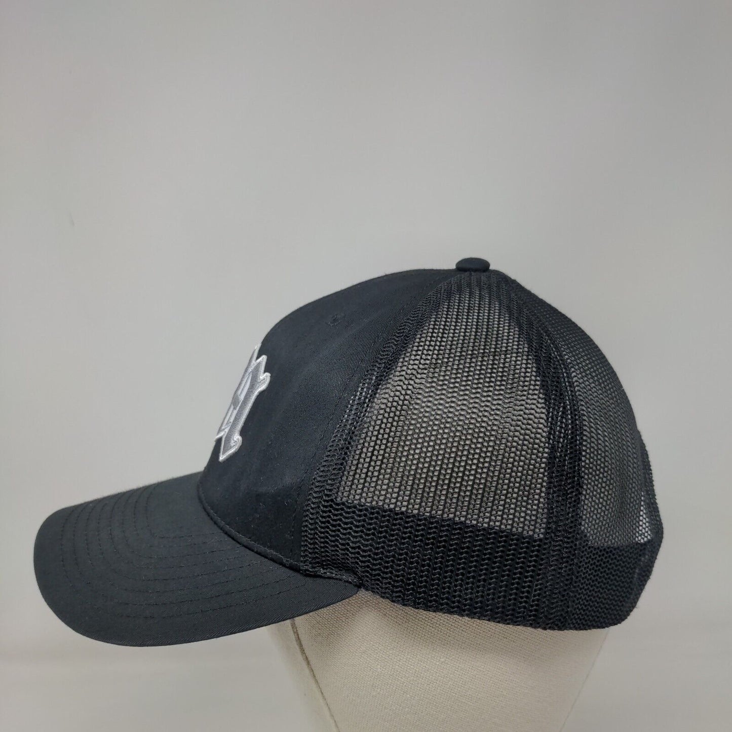 Letter M Snapback Mesh Back Trucker Hat Black One Size Richardson