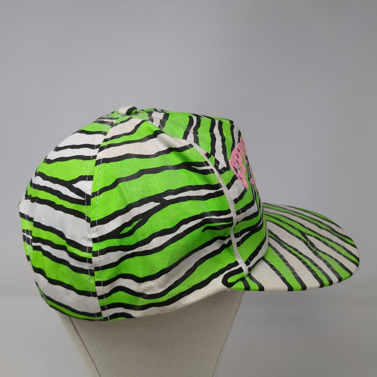 Mohr's 5 Panel Green Zebra Hat One Size Snapback Pink Gyppo Jungle Idaho