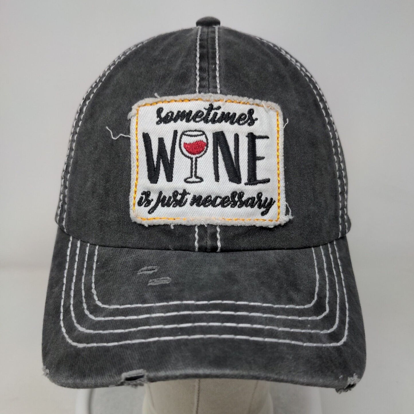 Sometimes Wine Is Just Necessary Slideback Hat Gray OSFM David And Young
