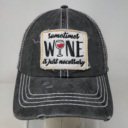 Sometimes Wine Is Just Necessary Slideback Hat Gray OSFM David And Young