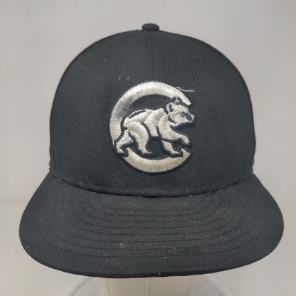 New Era Men's Fitted Hat Black 7 1/2 Embroidered Chicago Cubs Logo 59Fifty