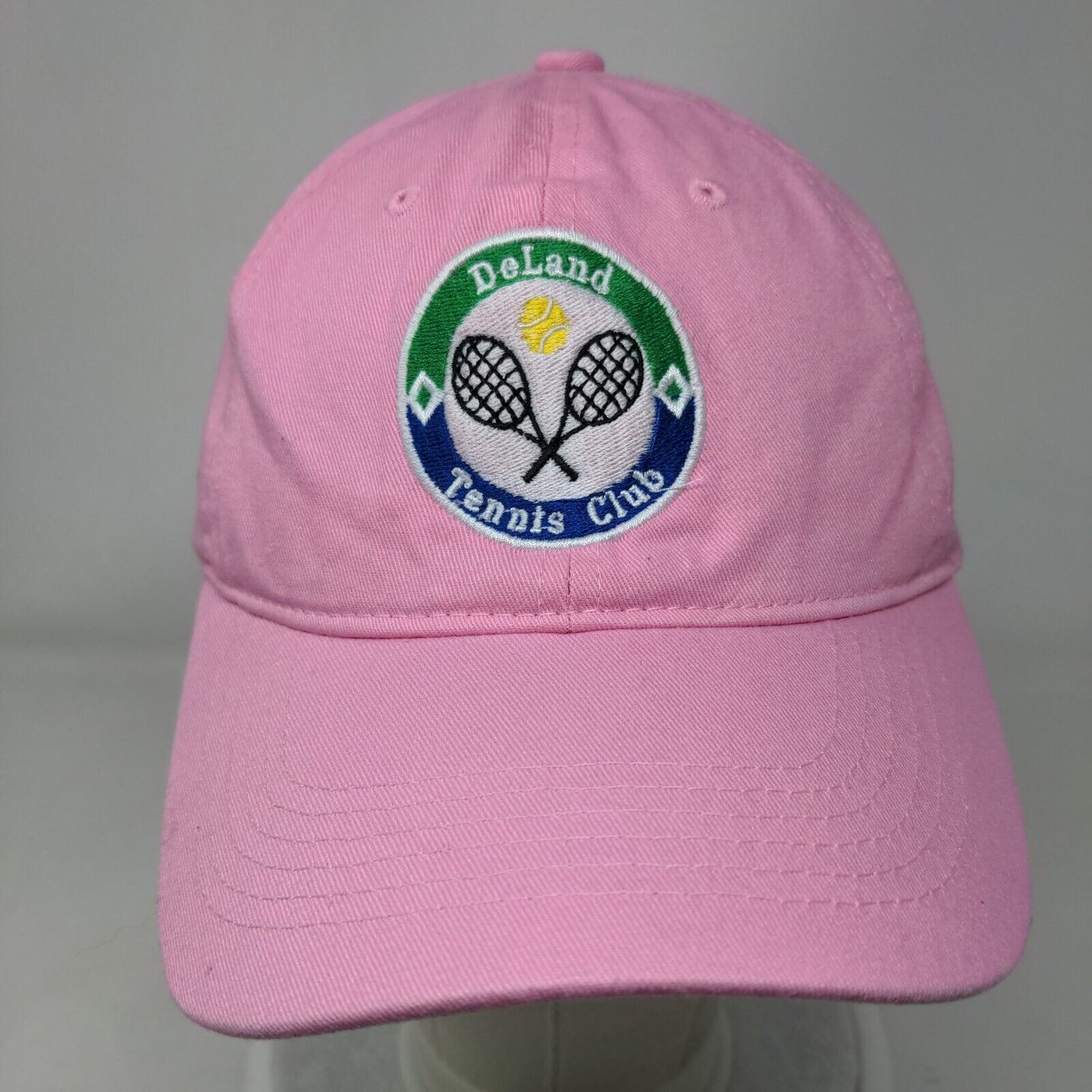 DeLand Tennis Club Slideback Hat Pink OSFA Adjustable Embroidered