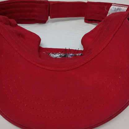 KNP Visor Red One Size Maine Nubble Light Lighthouse Embroidered Cotton Hat