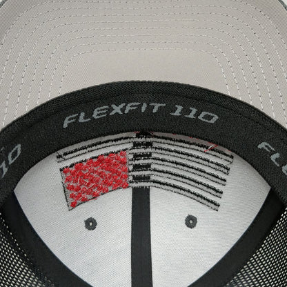 Yupoong Trucker Hat Gray Black Red One Size Mesh Snapback Flexfit 110 Quanta