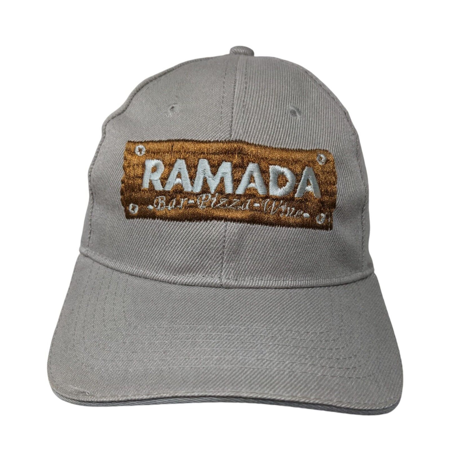 Ramada Bar Pizza Wine Slideback Hat Gray One Size Embroidered 6 Panel
