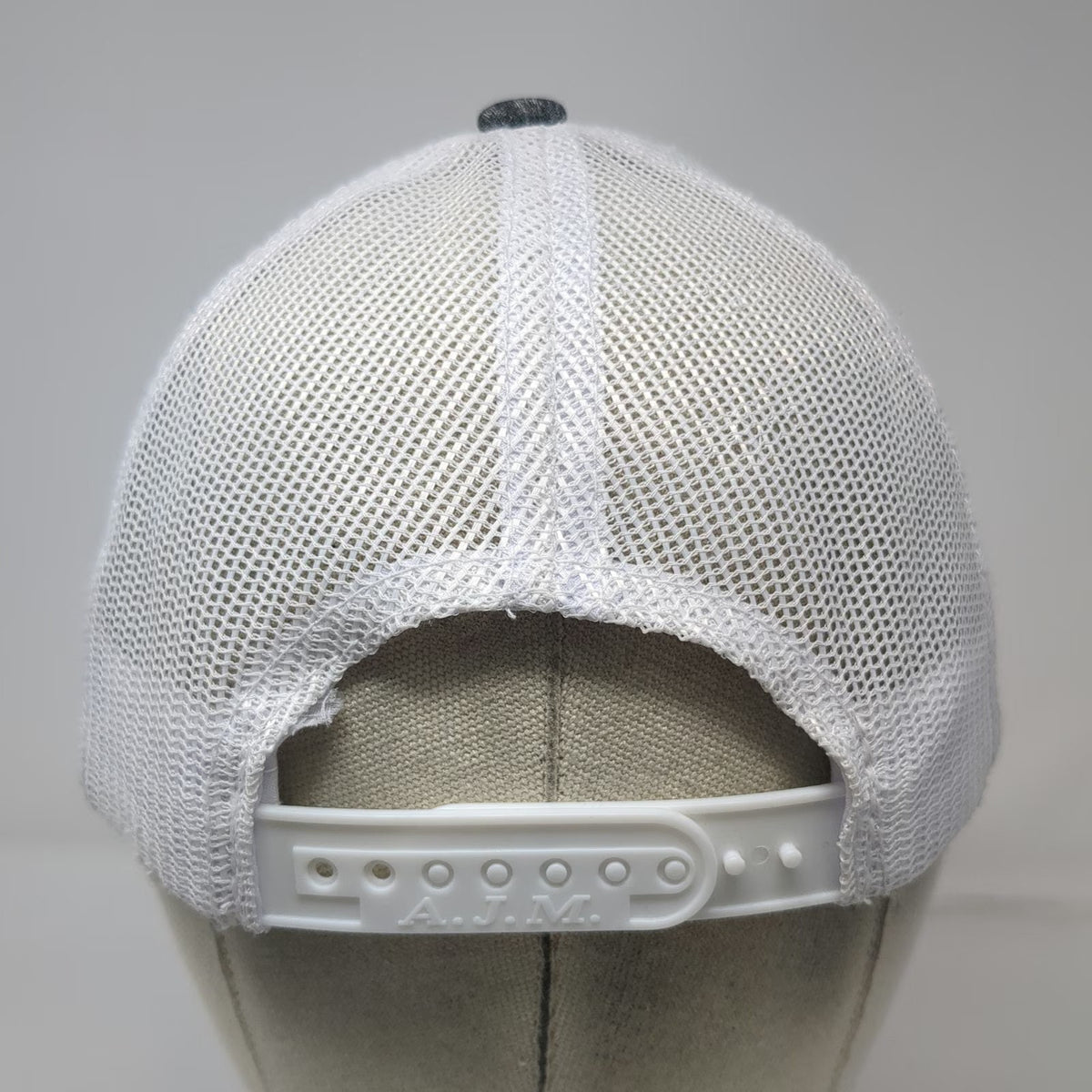 A.J.M. Trucker Hat Gray One Size Farmers Edge Mesh Back Snapback Adjustable