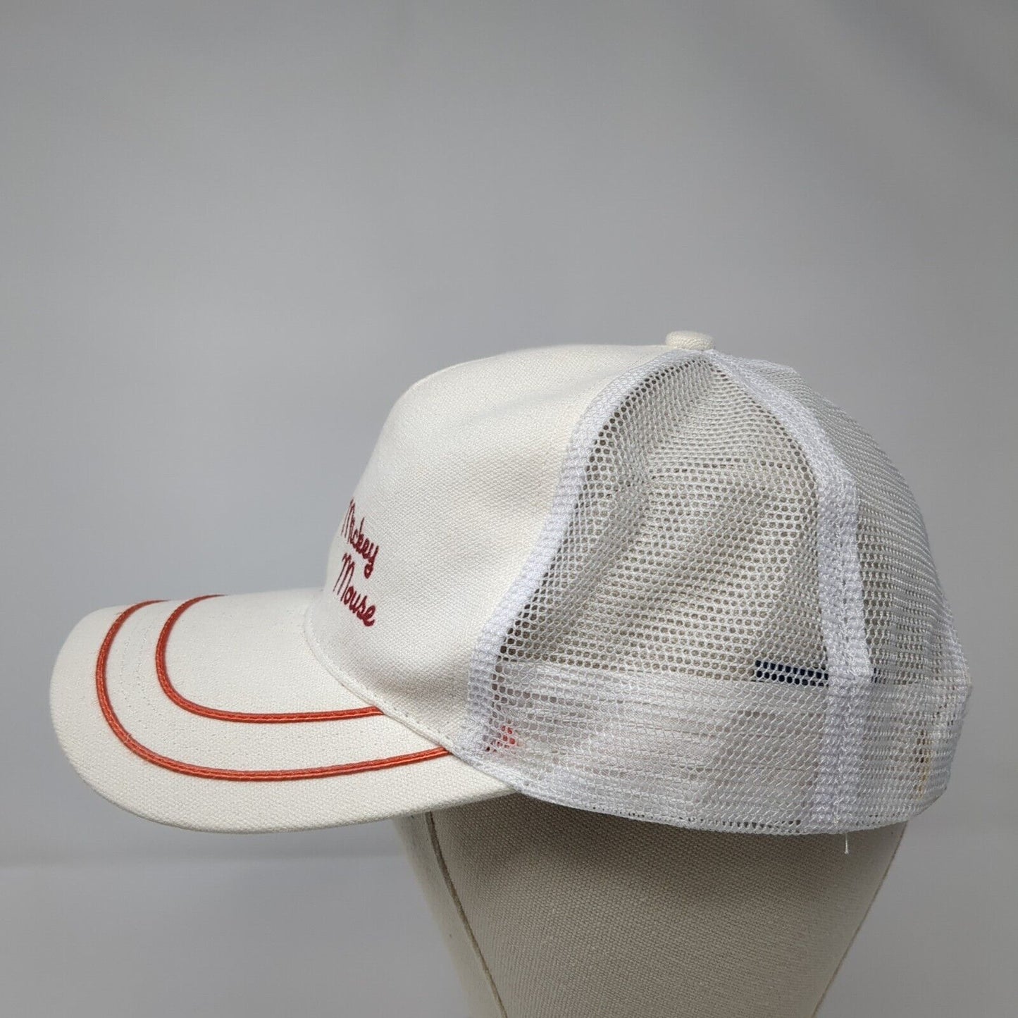 Mickey Mouse Snapback Trucker Hat White One Size Adjustable Mesh Back Disney