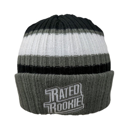 Rated Rookie Knit Beanie Hat Multi One Size Striped Embroidered New Era