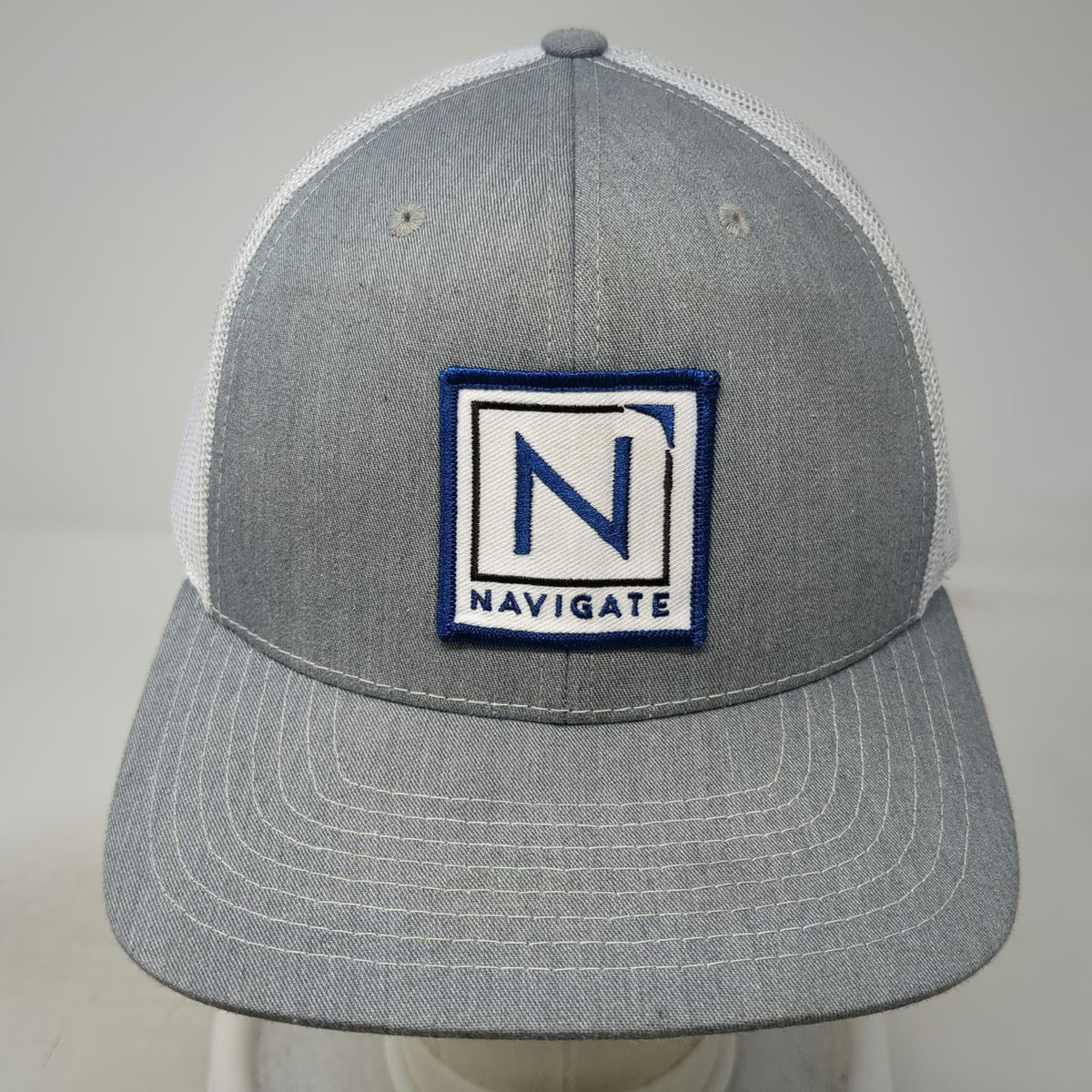 Richardson 112 Trucker Hat Gray One Size Snapback Mesh Back Navigate Patch Cap