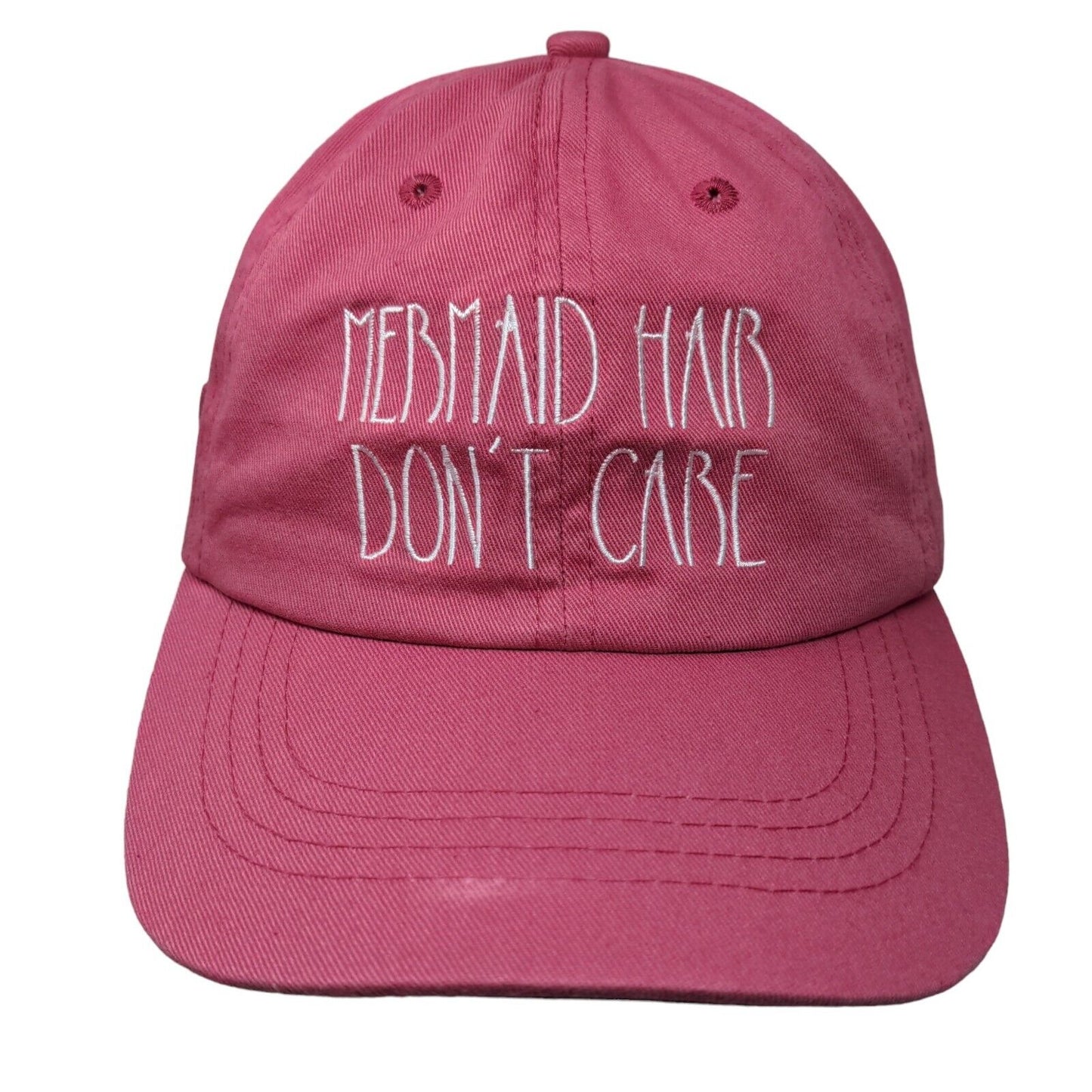 Mermaid Hair Don't Care Slideback Hat Pink One Size Embroidered 6 Panel