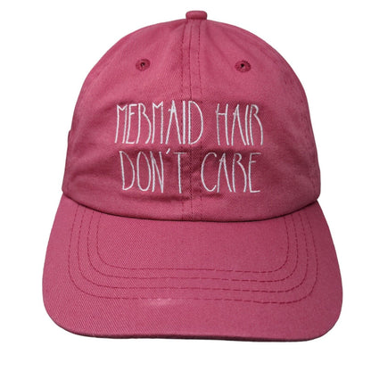 Mermaid Hair Don't Care Slideback Hat Pink One Size Embroidered 6 Panel