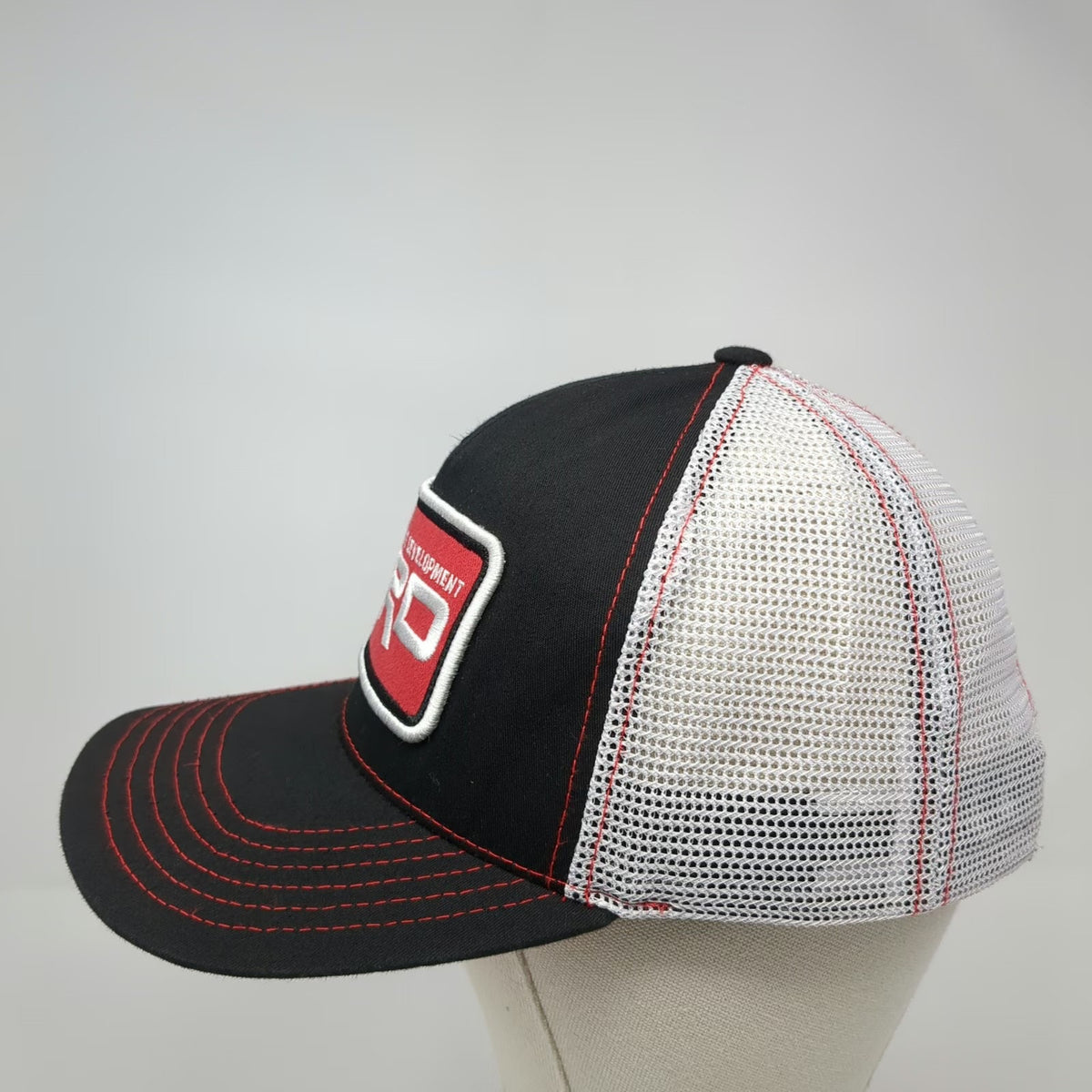 Toyota Trucker Hat Black One Size TRD Patch Red Stitching Graphic Underbrim