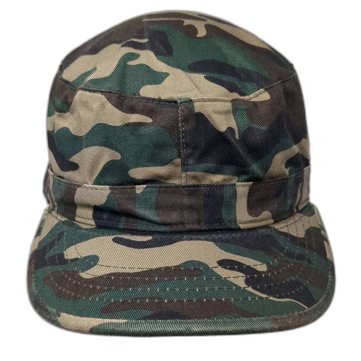Ethos Army Cap Green L Camo Cotton Fitted Flat Top Woodland Pattern Hat