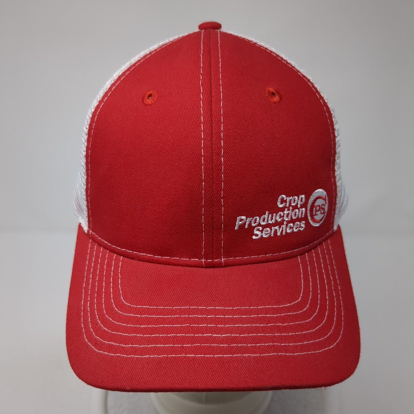 Crop Production Services Parma ID Strapback Trucker Hat Red OS Mesh Back Vie