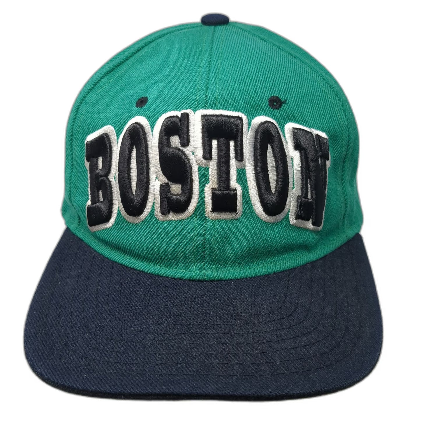 Premium Headwear Snapback Green Black White One Size Hat Boston B Logo Flat Bill