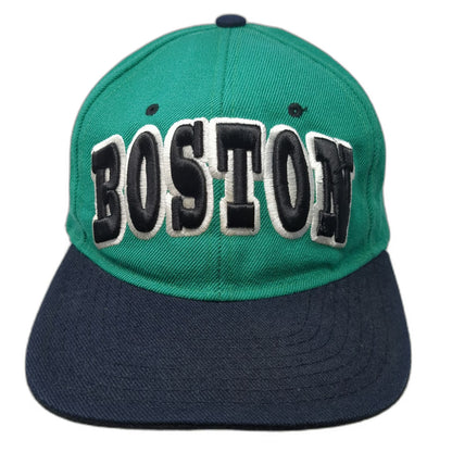 Premium Headwear Snapback Green Black White One Size Hat Boston B Logo Flat Bill