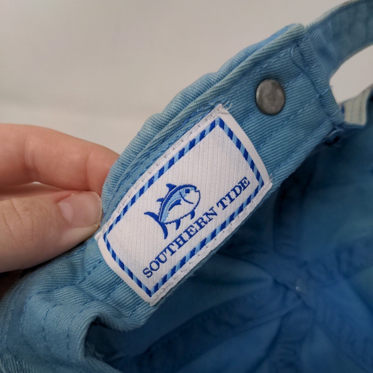 Southern Tide Slideback Hat Blue One Size Embroidered Fish 6 Panel