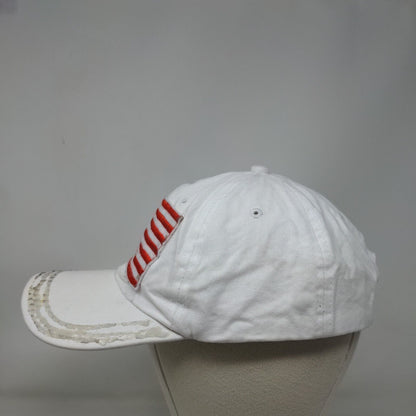 American Flag Patch Slideback Hat White OSFM Adjustable Vent Holes