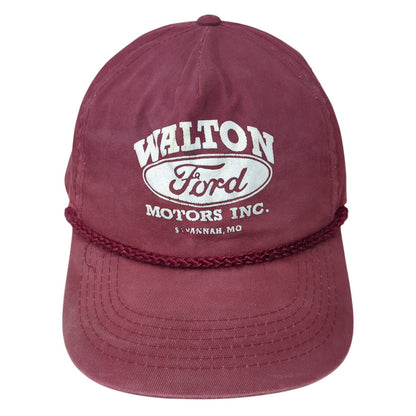 Walton Motors Ford Snapback Rope Hat Red One Size Adjustable Four Seasons