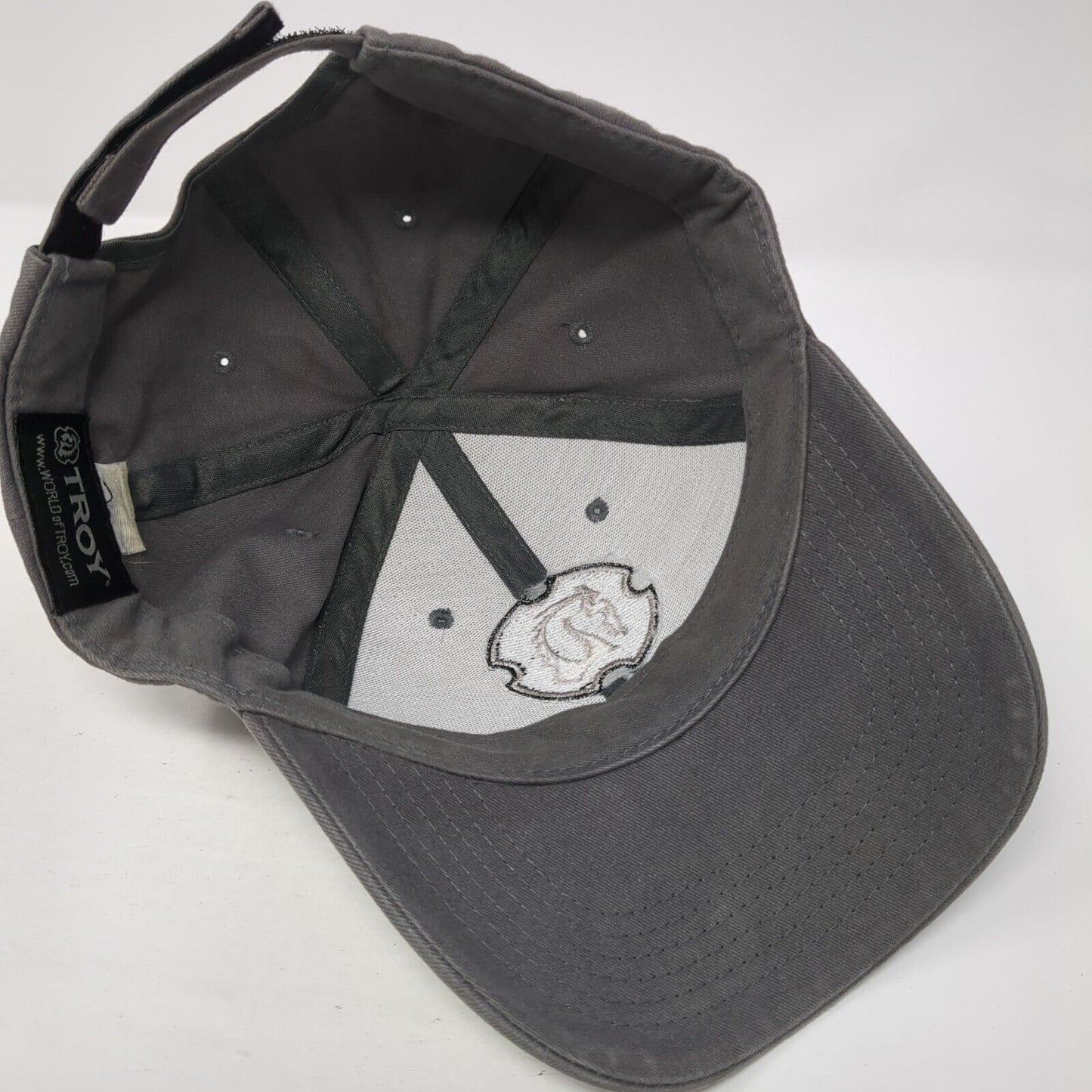 Troy Strapback Baseball Cap Gray One Size Adjustable Embroidered Vented Holes