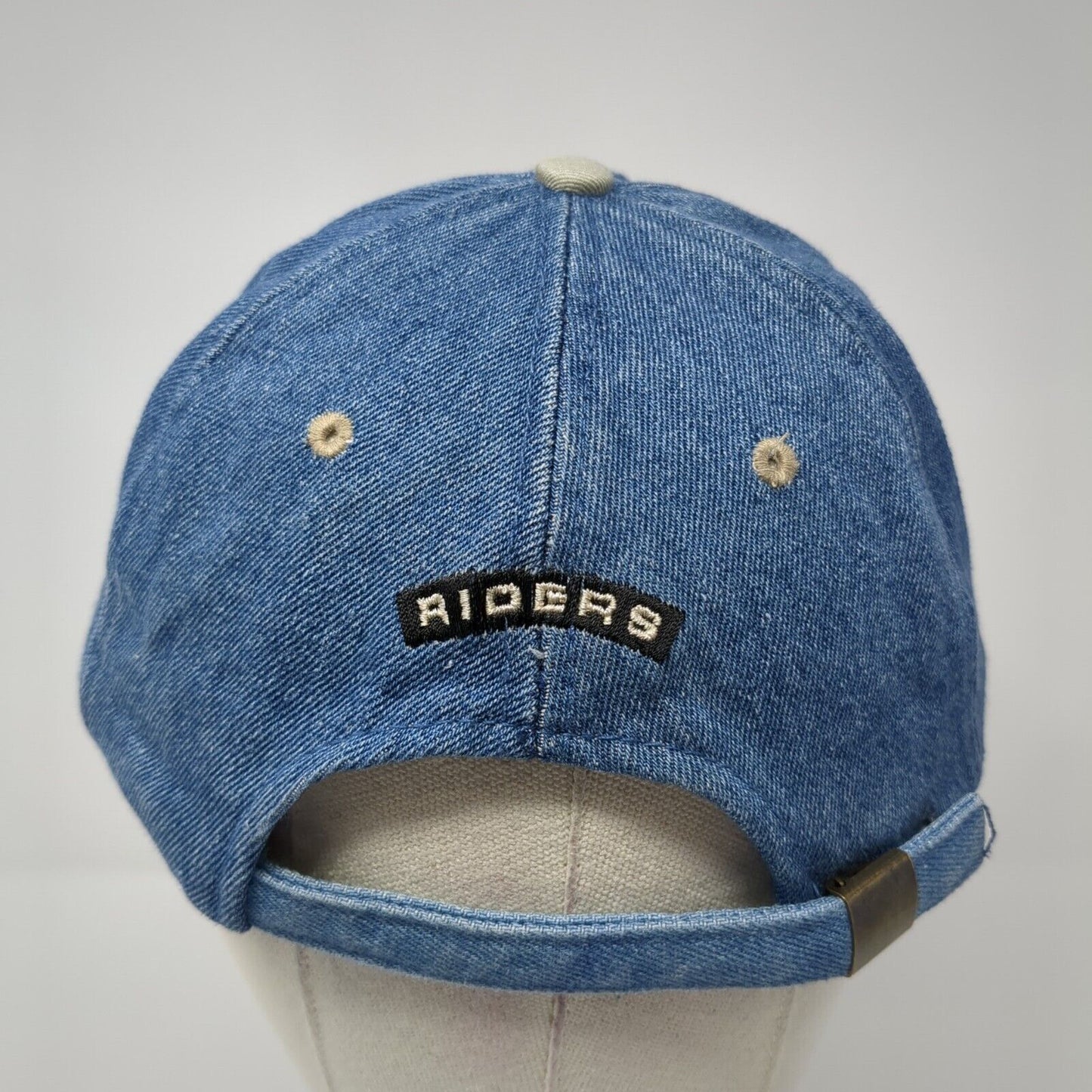 Riders Slideback Hat Blue One Size Adjustable Colorblock Denim 6 Panel