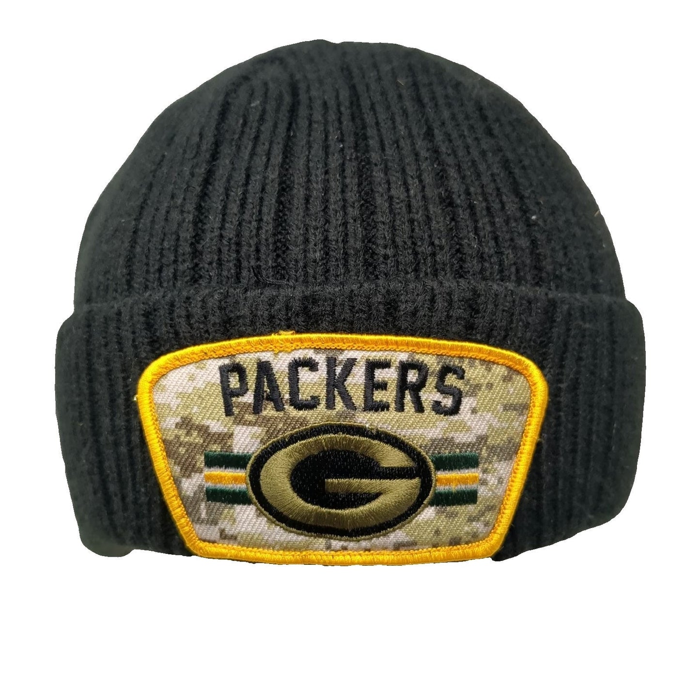 New Era Green Bay Packers NFL Black Beanie One Size Fleece Lined Camo Patch Flag