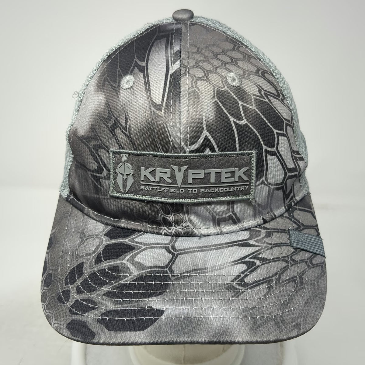 Kryptek Trucker Hat Gray One Size Typhon Camo Patch Mesh Back Snapback Tactical