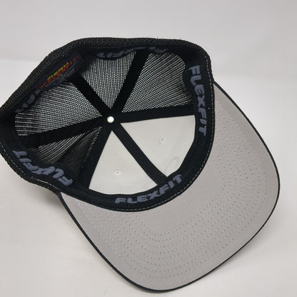 Steady Rush Fitted Trucker Hat Black One Size Mesh Flexfit 6 Panel Yupoong