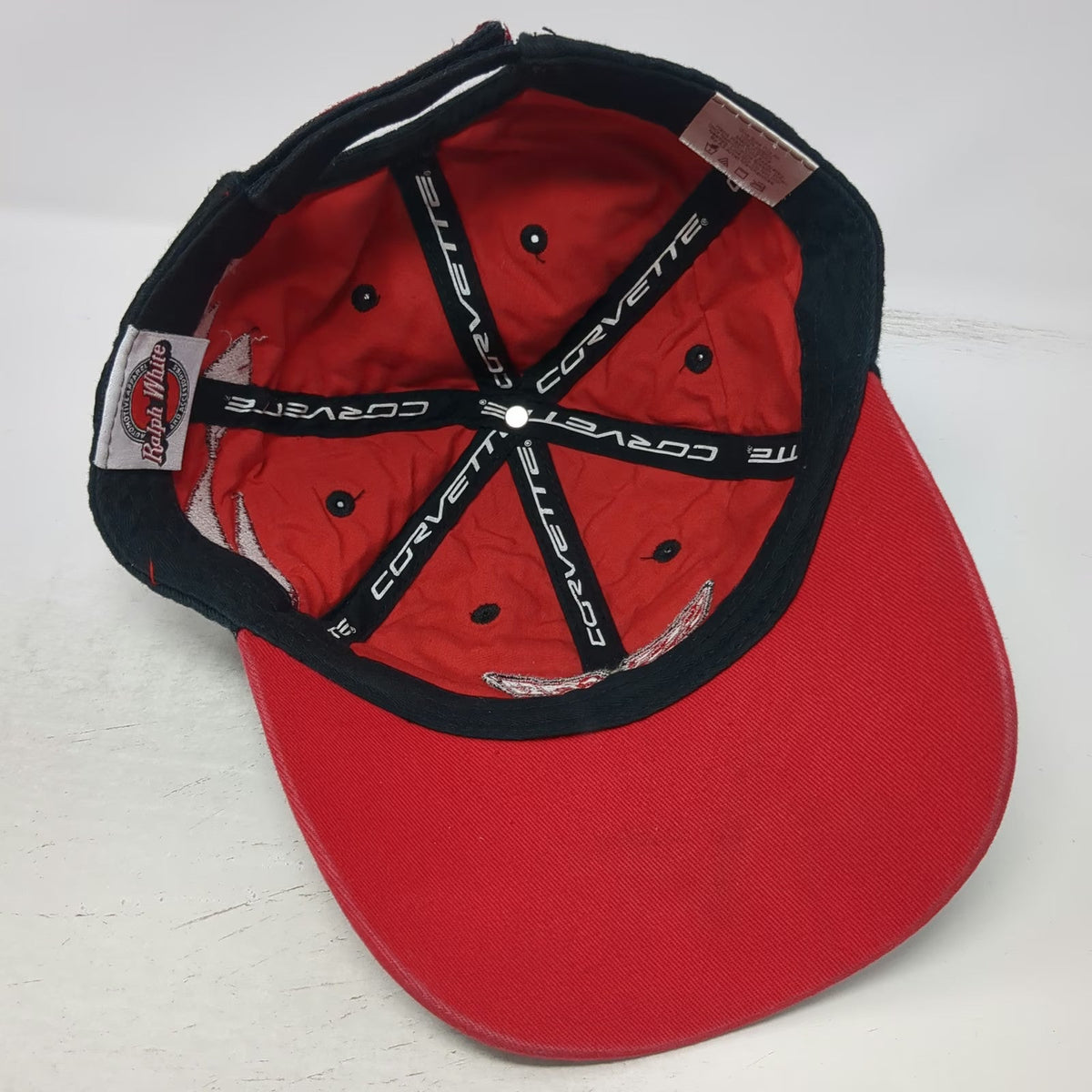Ralph White Baseball Cap Black Red One Size Corvette C6 Embroidered Racing Hat