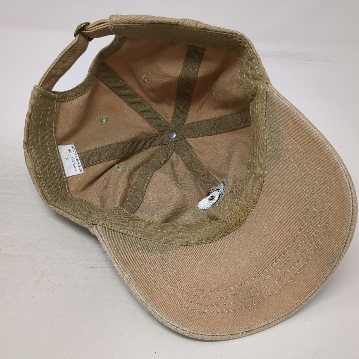 Baseball Cap Beige One Size Yin Yang Graphic Slideback Distressed Cotton Hat
