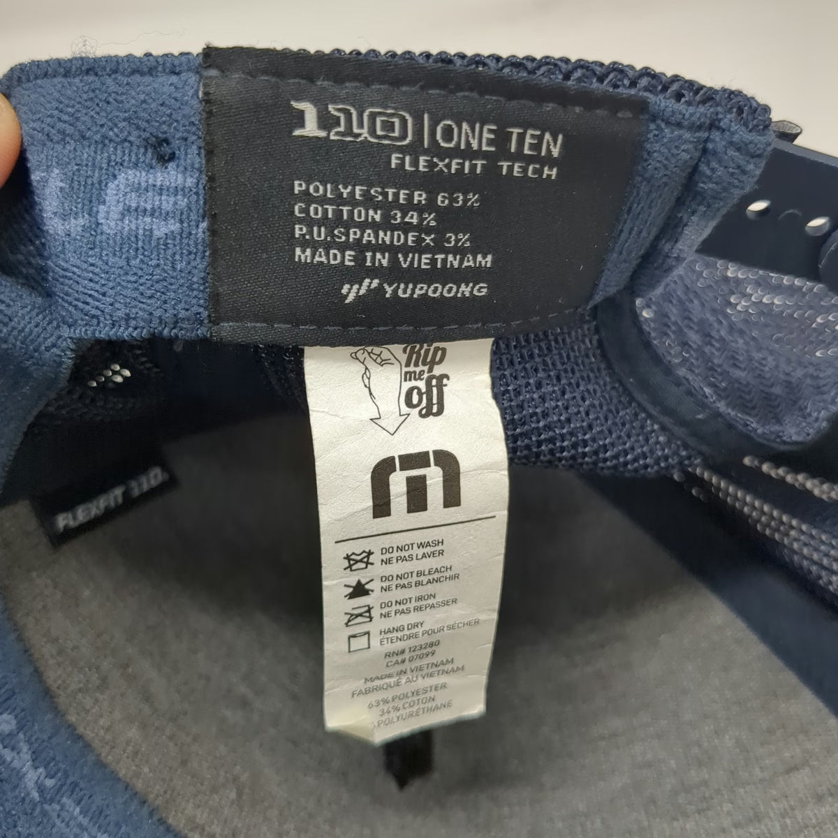 TravisMathew Trucker Hat Blue One Size Snapback Mesh Flexfit 110 Stripe Logo