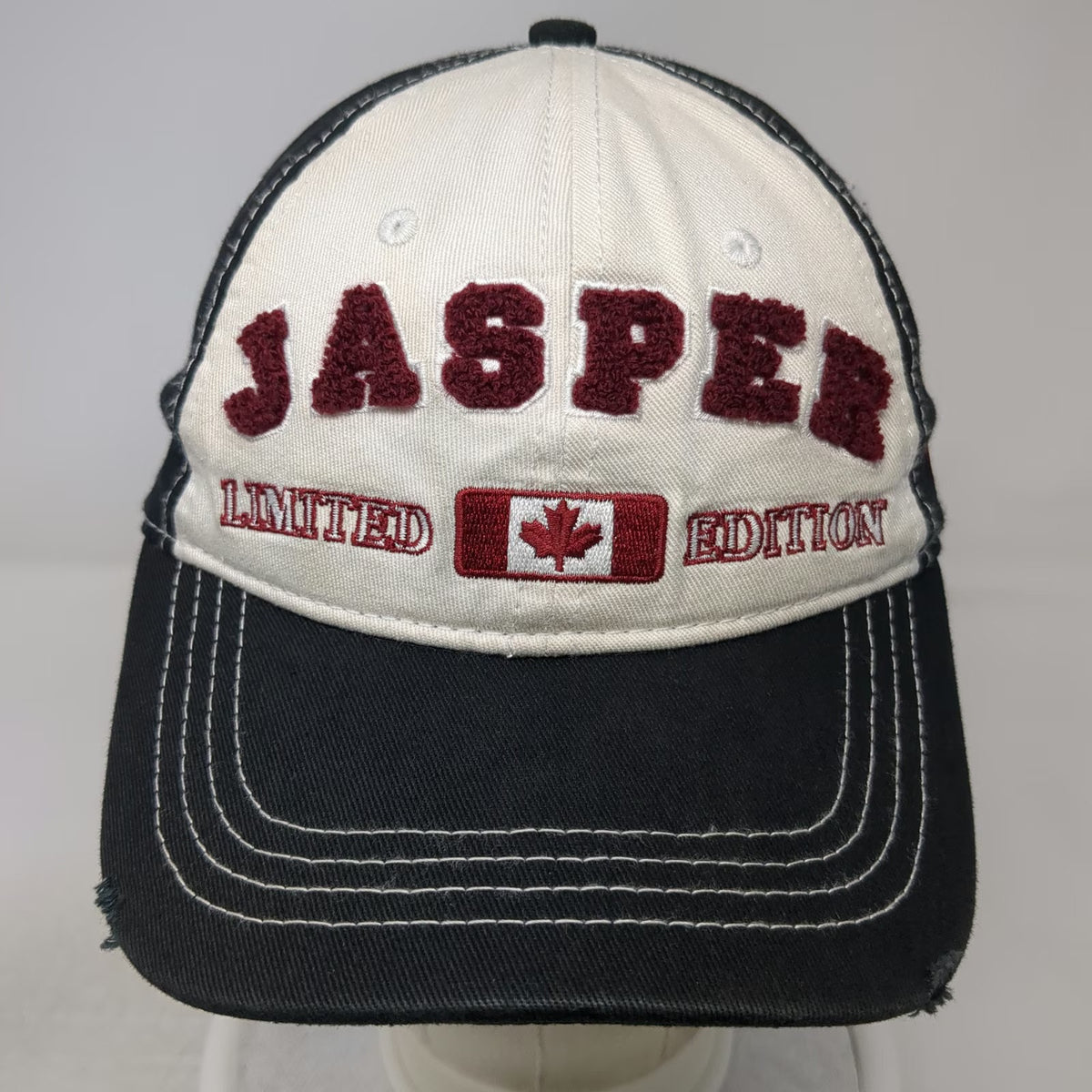Canadian Original Baseball Cap Black One Size Jasper Canada Flag Chenille Hat