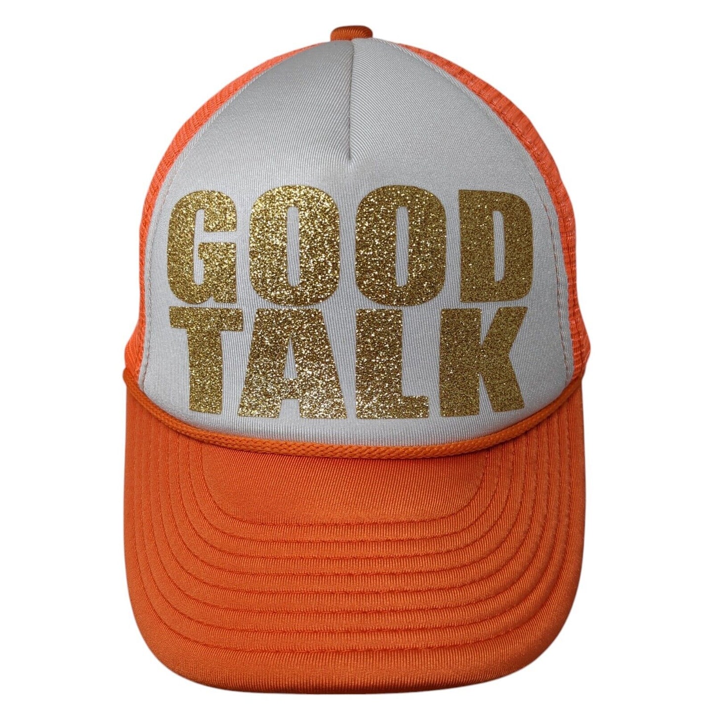Good Talk Snapback Rope Trucker Hat Orange One Size Mesh Back Adjustable