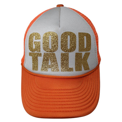 Good Talk Snapback Rope Trucker Hat Orange One Size Mesh Back Adjustable