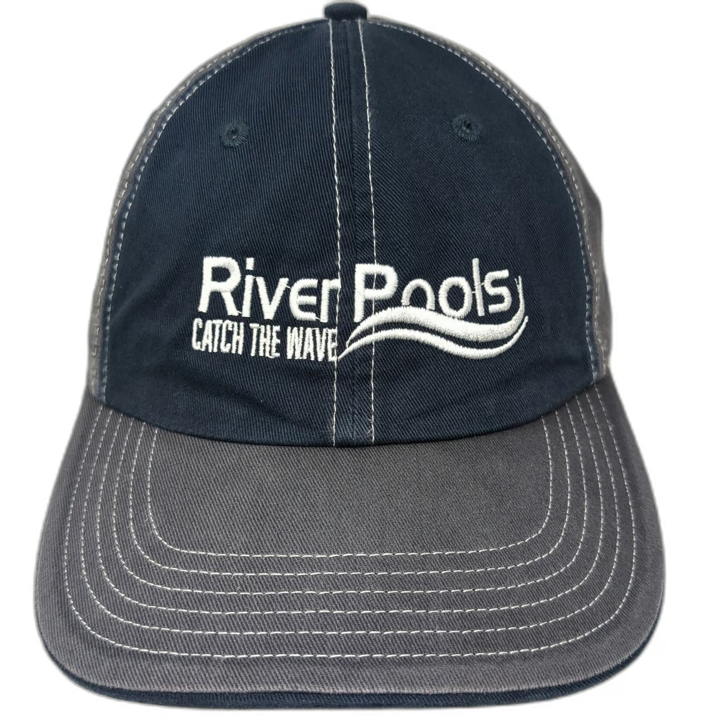 Richardson Trucker Hat Blue Gray L American Flag River Pools Catch The Wave