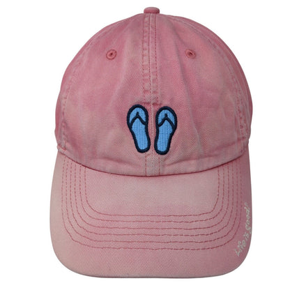 Life is Good Flip Flops Slideback Hat Pink OS Adjustable Embroidered Cotton