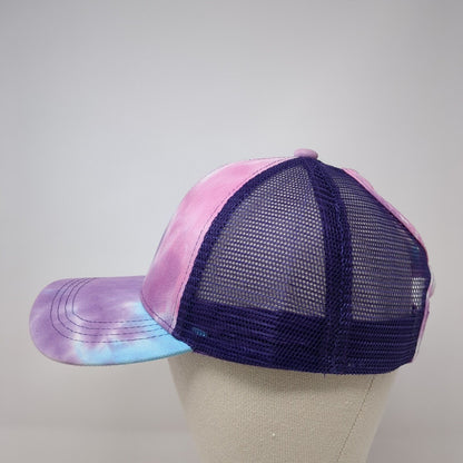 Unbranded Strapback Mesh Back Trucker Hat Multi One Size Tie Dye Ponytail