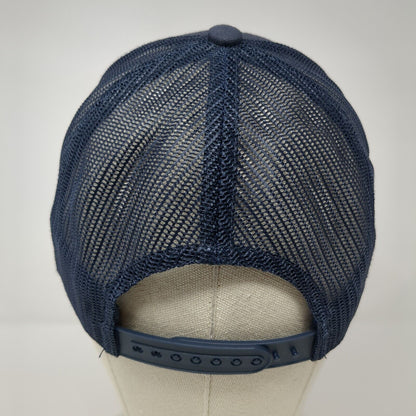 Black Rock Snapback Mesh Back Trucker Hat Blue Striped OSFA Cotton Blend Logo