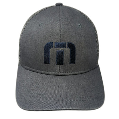 TravisMathew Trucker Hat Gray One Size Snapback Mesh Logo Short Par 4 Exclusive