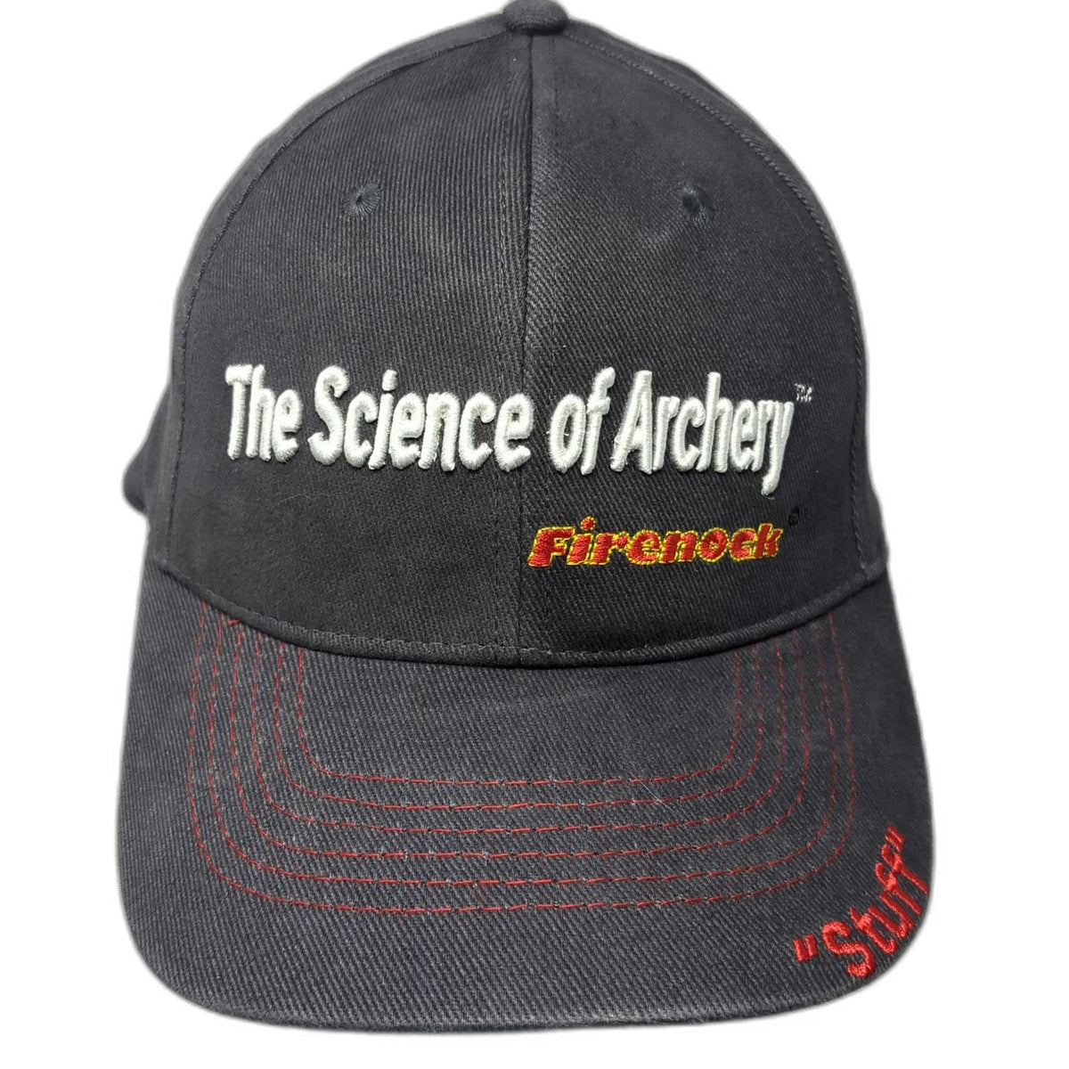 Gray Baseball Cap One Size Science of Archery Firenock Red Stitching Hat