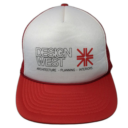 San Sun Design West Architecture Trucker Hat Red White One Size Mesh Snapback