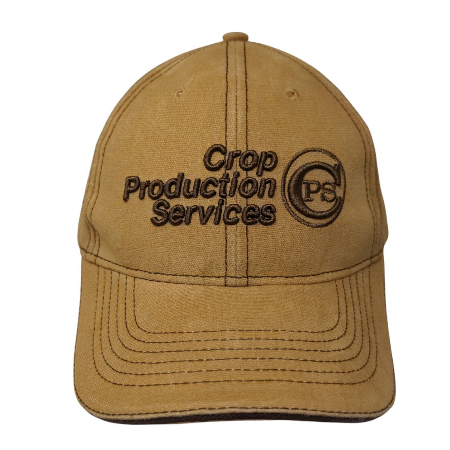 Crop Production Services Strapback Hat Tan One Size Embroidered 6 Panel