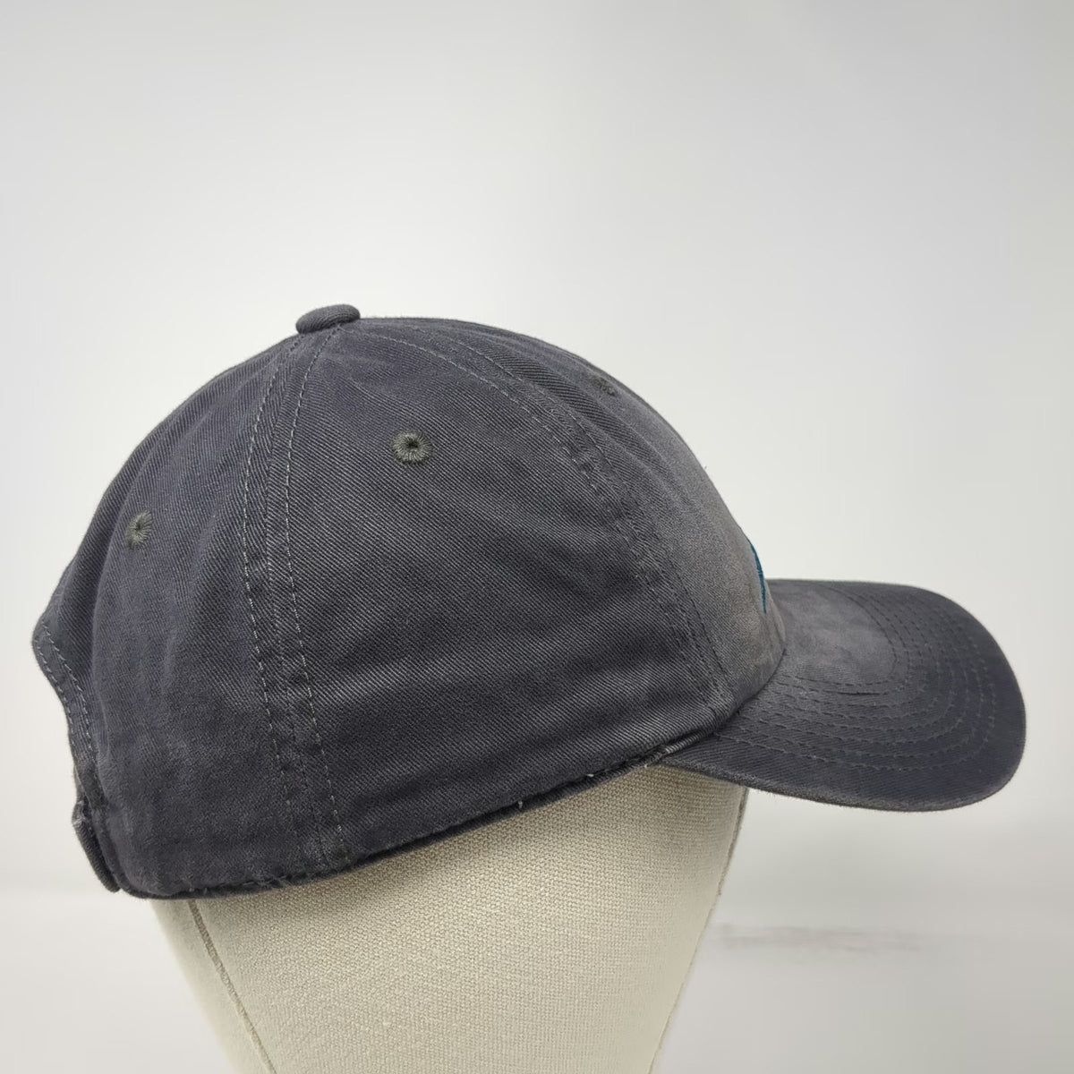 Port Authority Baseball Cap Gray OSFM Teal Embroidered Logo Hat Strapback Cotton