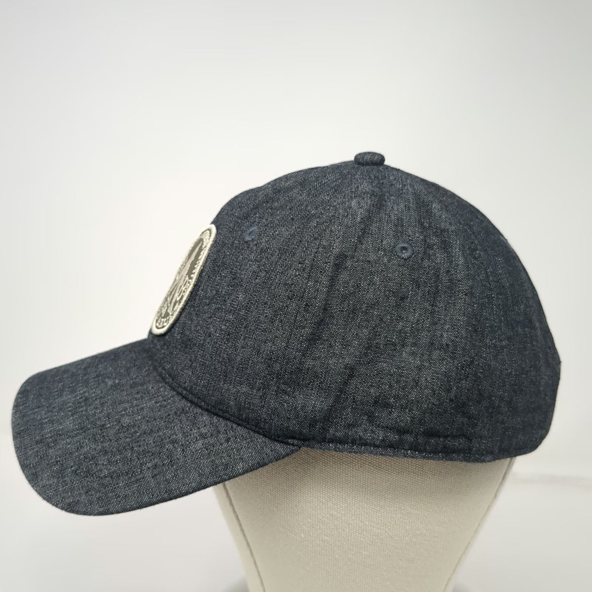 Eddie Bauer Baseball Cap Gray One Size Slideback Denim Patch Outdoor Tree Hat