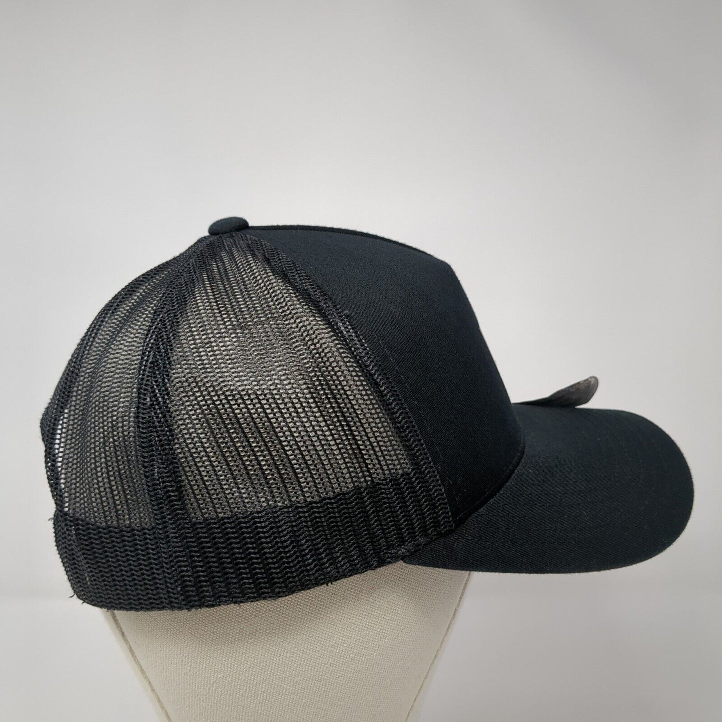 Alpha Snapback Mesh Back Trucker Hat Black One Size Adjustable Yupoong