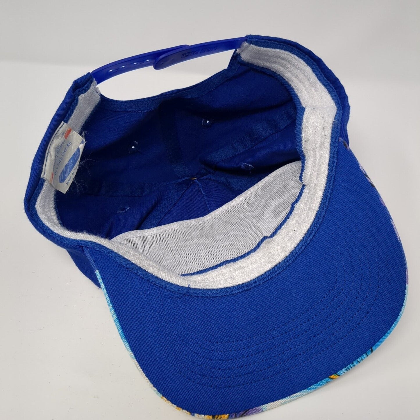 San Sun Snapback Hat Blue One Size Adjustable Floral Print Blank