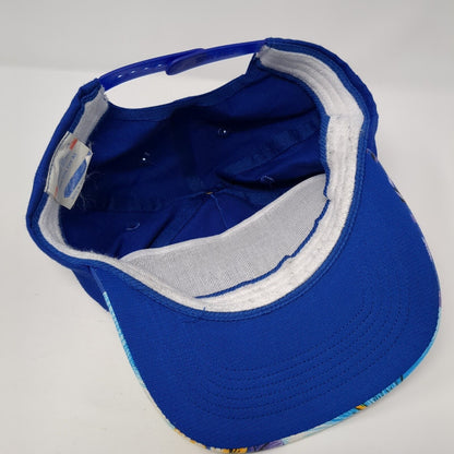 San Sun Snapback Hat Blue One Size Adjustable Floral Print Blank