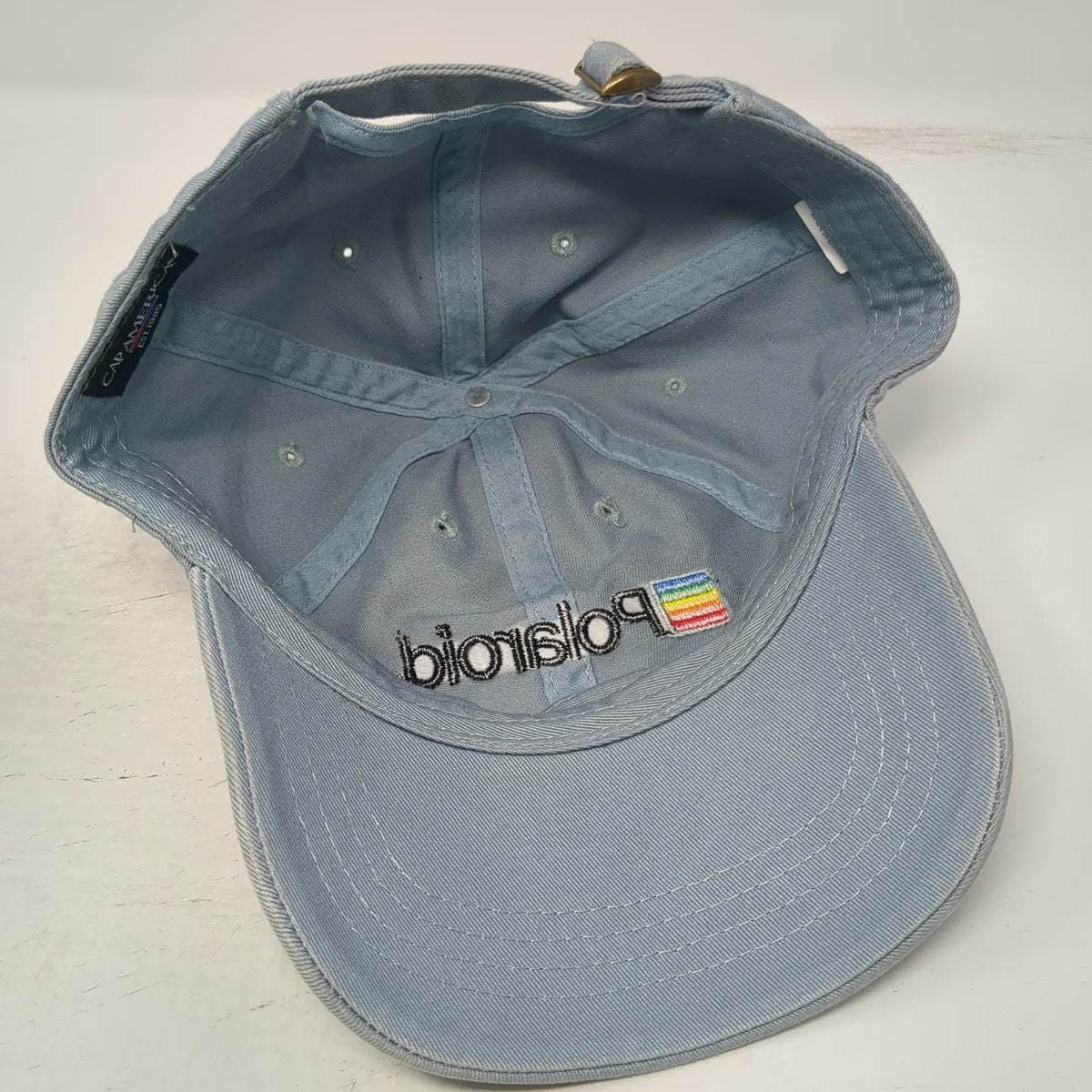 Cap America Polaroid Rainbow Logo Blue Baseball Cap OSFM Adjustable Cotton Hat