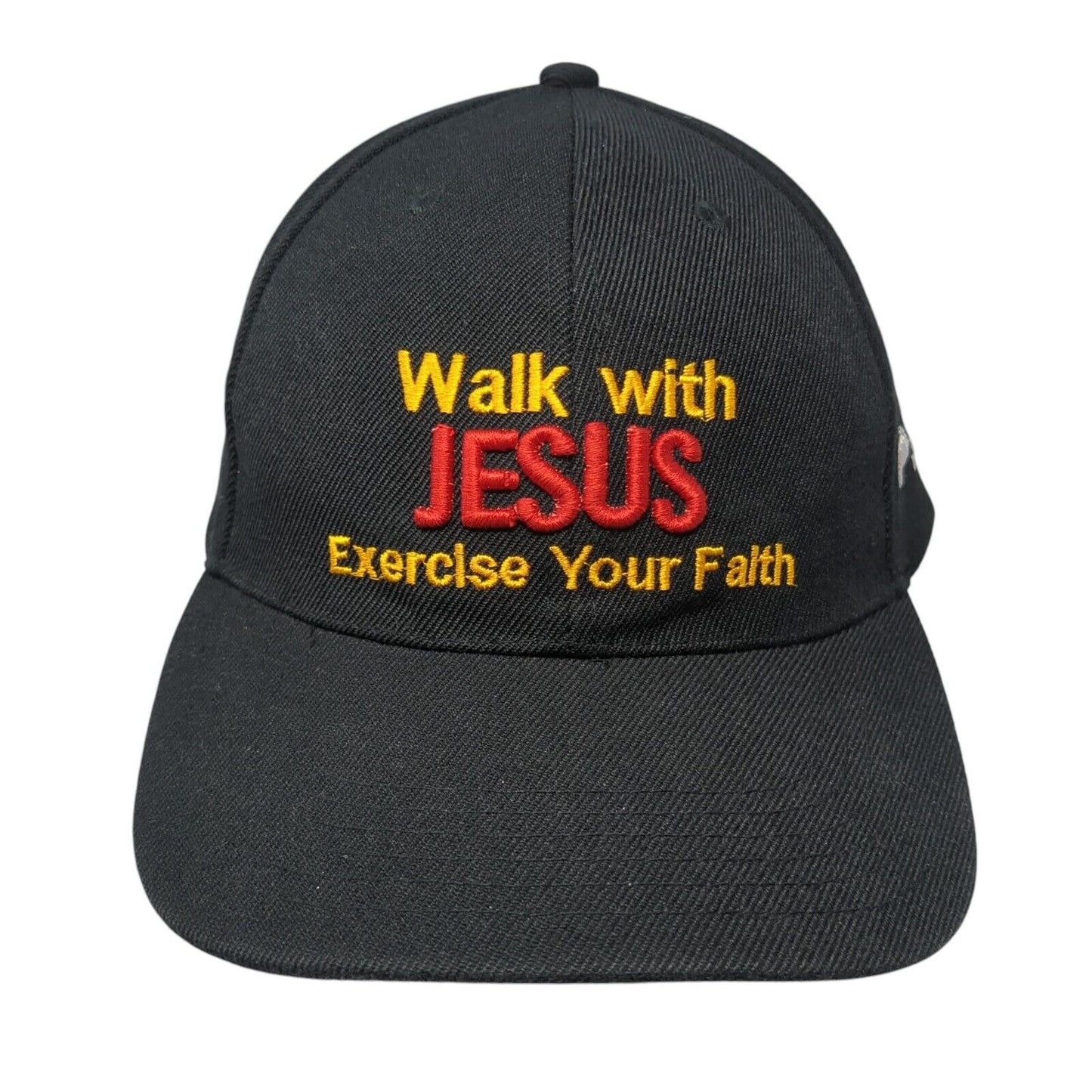 Walk With Jesus Exercise Your Faith Baseball Cap Black OS Adjustable Embroidered