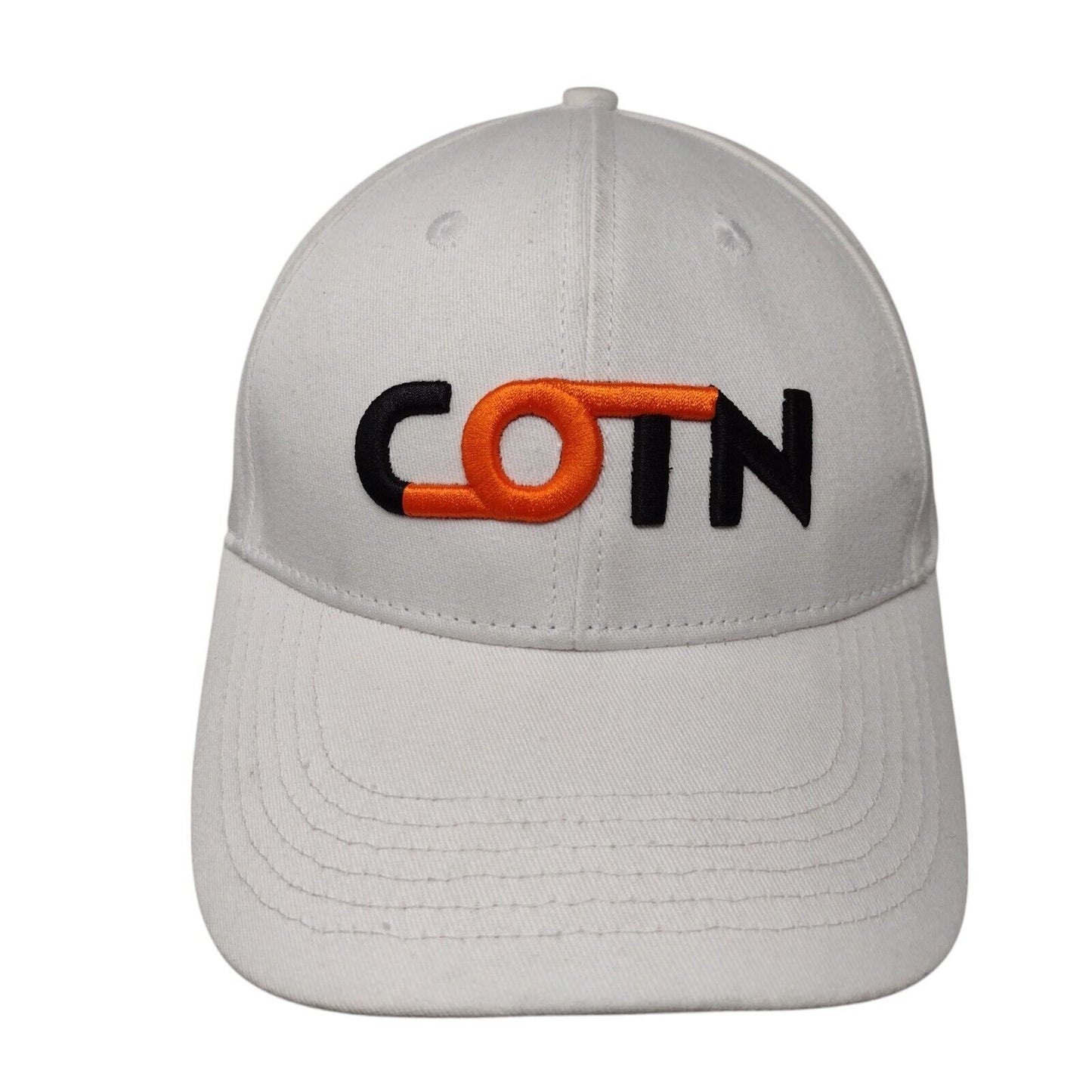 COTN Slideback Hat White One Size Adjustable Embroidered Vented Holes 6 Panel